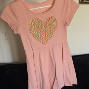 💚5/$20💚The Children's Place Peach Pink Dress with Multicolor Sequin Heart
